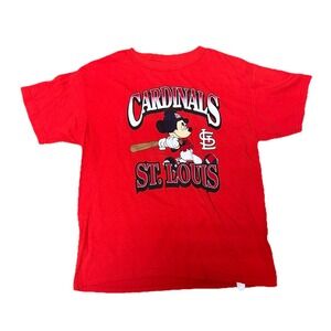 Youth Large 14/16 Red St Louis Cardinals Disney Game Day T-Shirt Mickey Mouse